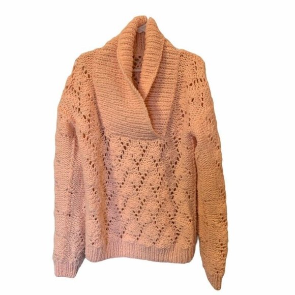 Pullover Sweater Womens Peach Long Sleeve Shawl M - Picture 7 of 7